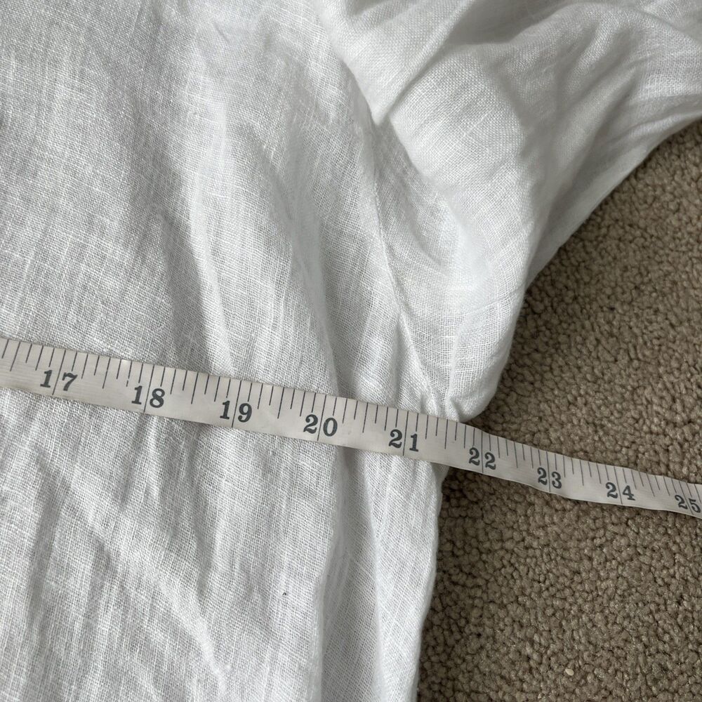 Luna Luz Linen Top Medium White Cover Up Collared Boho Beach Lagenlook Vacation - Picture 4 of 6